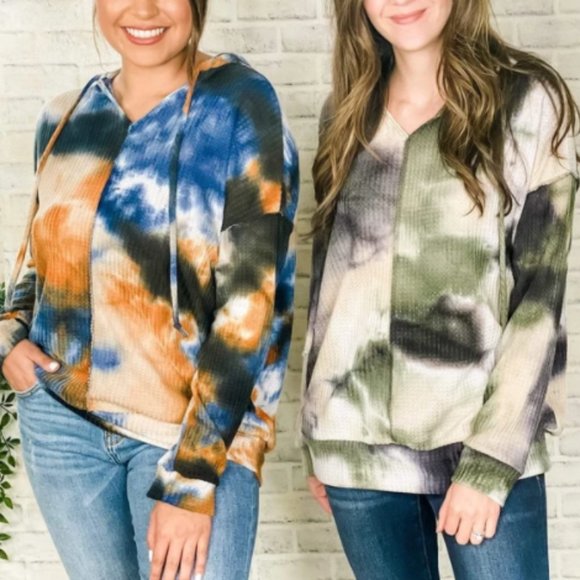 Women's Sweater PERFECT TIE DYE WAFFLE KNIT NWT - Picture 1 of 3
